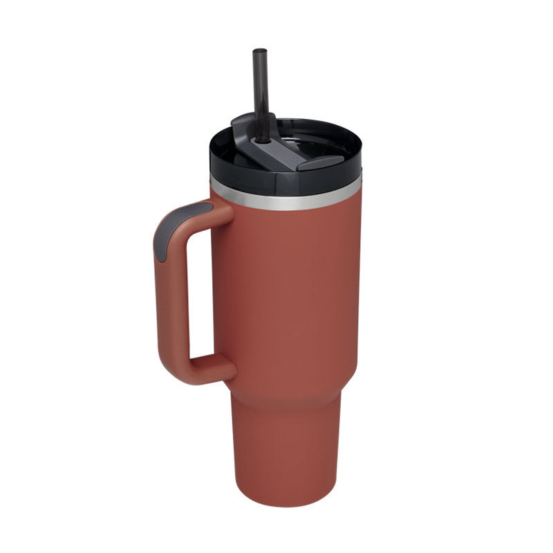 Gobelet Isotherme 1,2L avec Poignée & Paille – Mug Thermique Anti-Fuite en Acier Inoxydable